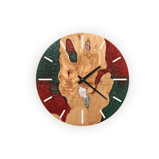 Morocco Olive Wood Resin Wall Clock
