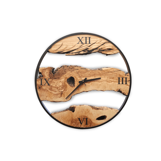 Wild West Olive Wood Metal Wall Clock