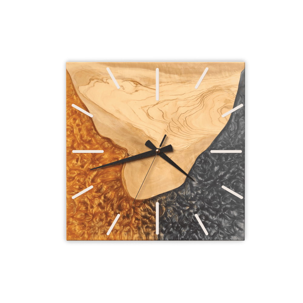 Handmade Black Gold Square Wall Clock