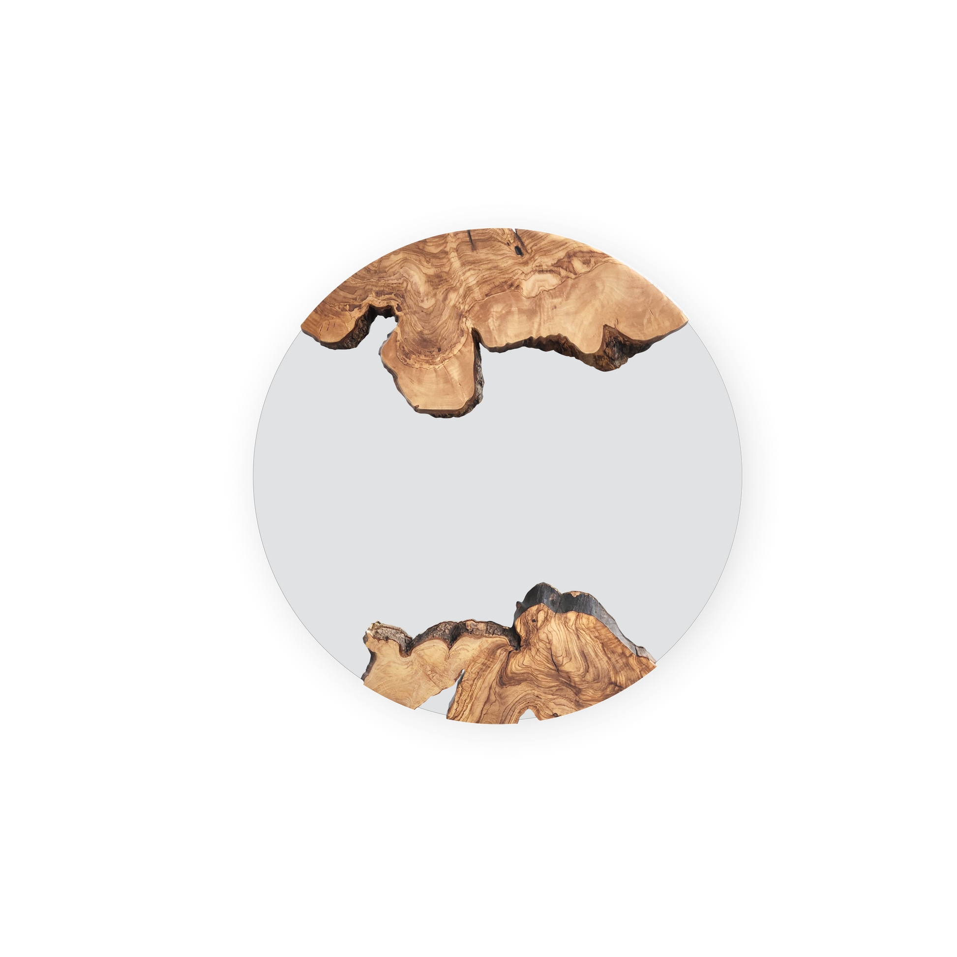 Handmade Round Olive Wood Mirror