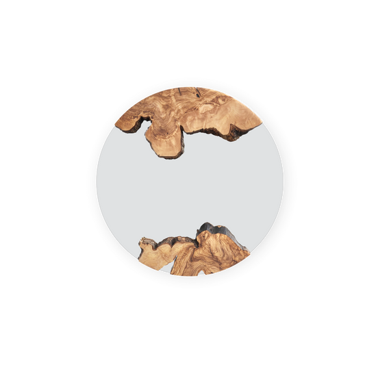 Handmade Round Olive Wood Mirror