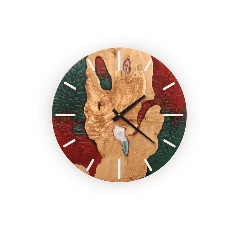 Morocco Olive Wood Resin Wall Clock