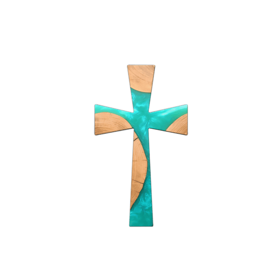 Resin and Olive Wooden Wall Cross Radiance