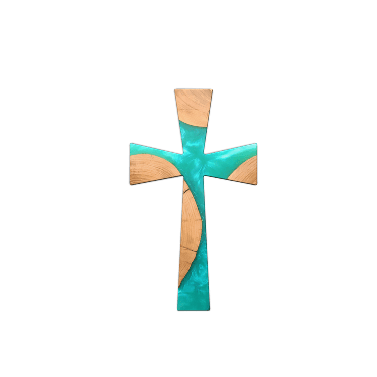 Resin and Olive Wooden Wall Cross Radiance