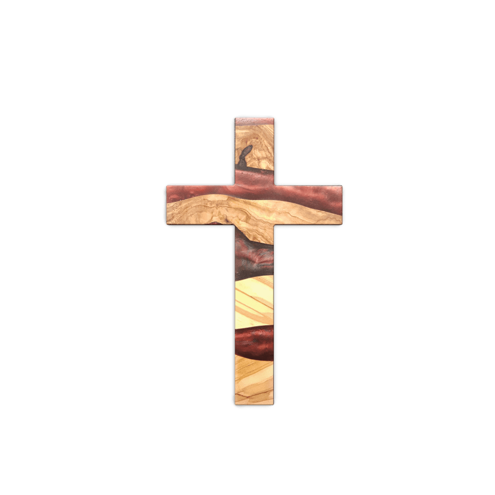 Handcrafted Resin and Olive Wooden Wall Cross