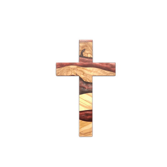 Handcrafted Resin and Olive Wooden Wall Cross