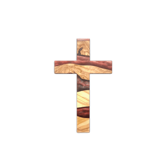 Handcrafted Resin and Olive Wooden Wall Cross