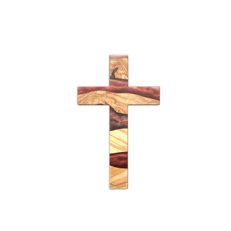 Handcrafted Resin and Olive Wooden Wall Cross
